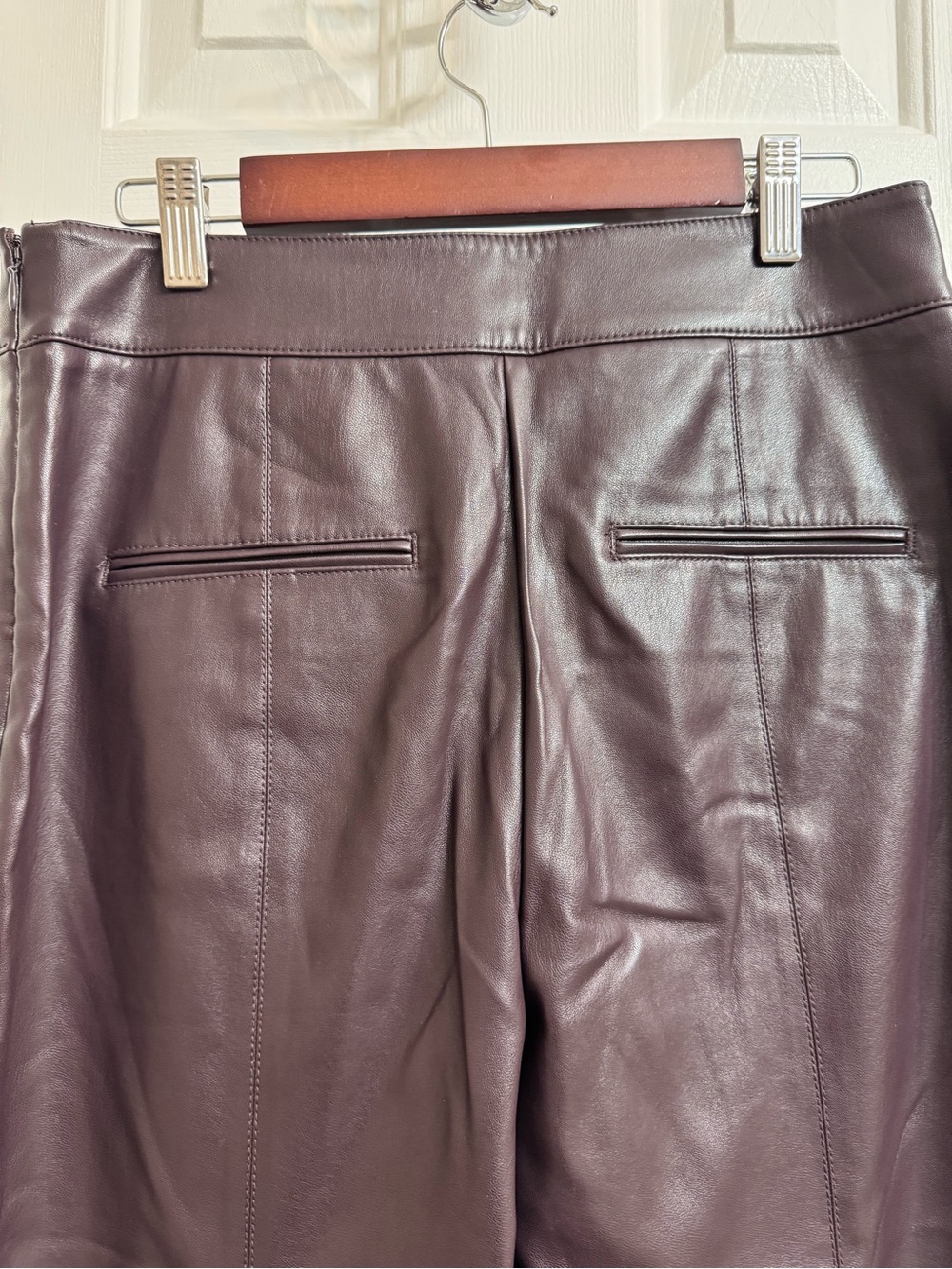 Ann Taylor Faux Leather Straight-Leg Cropped Pants in Dark Brown - Picture 7 of 13